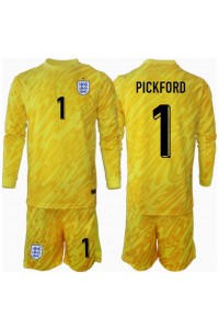 Fotbalové Dres Anglie Jordan Pickford #1 Brankářské Dětské Venkovní Oblečení ME 2024 Dlouhý Rukáv (+ trenýrky)